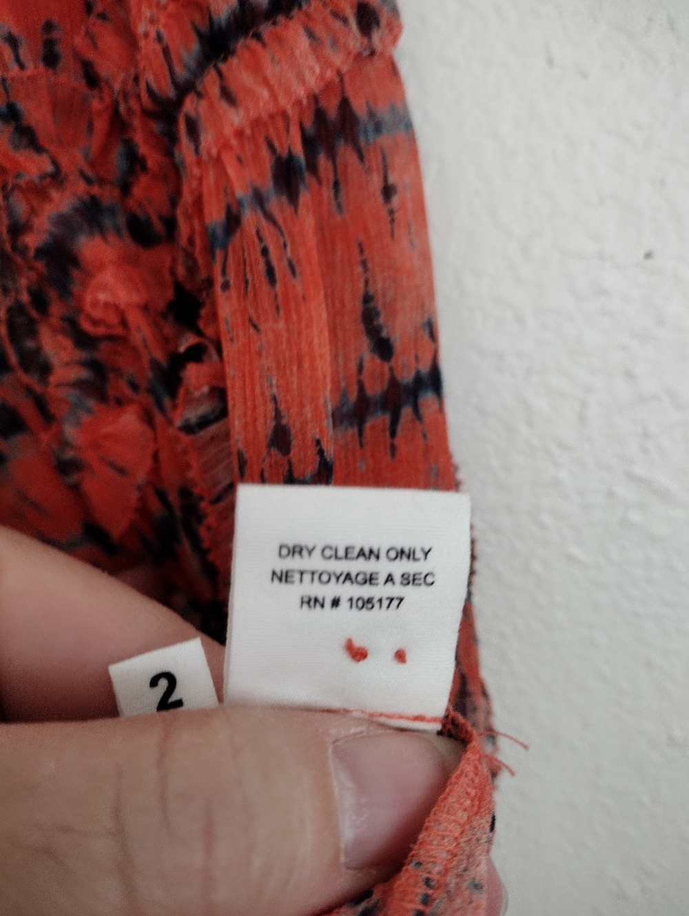 Ulla Johnson Mari Silk Blouse In Chili Tie Dye Orange Red Black Size 2 - Picture 12 of 16